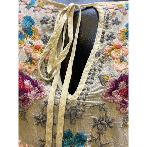 Johnny Was Embroidered Floral Tunic Top Beige S - Picture 4 of 5